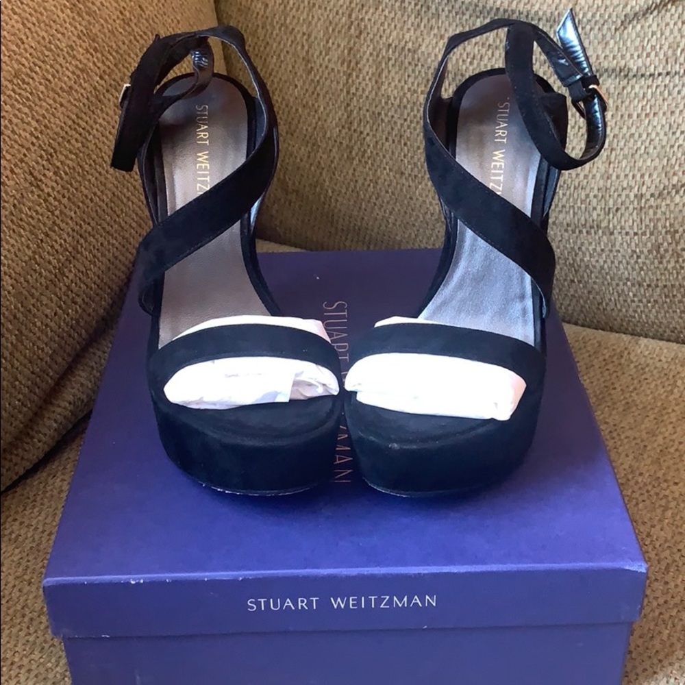 Stuart Weitzman BLK Suede Wedges- Size 8.5
